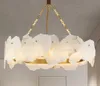 Ny amerikansk stil ljuskrona lyx koppar vardagsrum LED ljuskronor modern naturlig marmor matsal dekorativ lampa myy