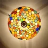 Tiffany Stil Vitray Tavan Işıkları 26 Inç Avrupa Retro Sanat Dekoratif Tavan Işık Yemek Bar Yatak Odası Yarı Tavan Lambası TF026