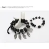 New Design Colorido Mulheres Belas 8mm Bead Castanhas Antigas Penas de Prata Charme Pulseira