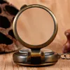 Antika kopparklockor Män Kvinnor Handlindning Mekanisk Fickur Transparent lock Skelettklocka Klocka med FOB-hänge Kedjepresent