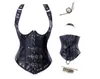 Waist & Tummy Shaper Black Steam Punk Leather Open Bra Corset Bustier Sexy Lingerie Belt buckle strap vest Women Lace Up Corsets CZ154