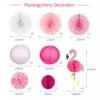 Tropical Pink Flamingo Party Honeycomb Dekoracja Tissue Paper Fan Kwiaty Papierowe Latarnie Do Hawajskiej Letni Plaża Luau Party
