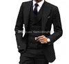 Svart Tuxedos Groom Wedding Passar Tuxedo Kostymer de Smoking Pour Hommes Män (Jacka + Byxor + Tie + Vest) 058