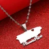 Stainless Steel Puerto Rico With Heart Map Pendant Necklaces PR Puerto Ricans Jewelry