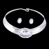 Dichiarazione della moda Set di gioielli ovale Donne Madre Silver Silver Collar Collocatori Collani africana Collana African Orecchini Regali di compleanno