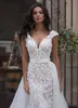 2020 Eleganta Mermaid Bröllopsklänningar Tulle Appliques Sequins Bröllopsklänningar Sweep Train med avtagbar Tarin Vestidos de Novia