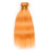 Wefts Pure Orange Straight Virgin Indian Human Hair 3 Bundles Colored Orange Human Hair Weave Extensions Double Wefts 1030" Mixed Lengt