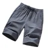 2019 Summer Beach Men's Casual Cotton Solid Loose Belt Drawstring Elastic Waist Beach Sports Shorts Pants PluesSize L415