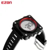 EZON L012 독특한 보그 남성 디지털 시계 세계 시간 중지 나침반 다기능 캐주얼 손목 시계 학생