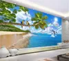 3 dの壁紙美しい海の景色の木の元の風景ロマンチックなリビングルームテレビの背景の壁の壁紙