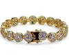 18K guldpläterad mikroinklädd Lad Diamond Plum Petals Round Gold Armband