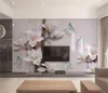 Carta da parati 3D per telefono Bella rosa magnolia in rilievo farfalla Soggiorno camera da letto Sfondo Decorazione murale Carta da parati murale