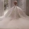 2020 Sequined Beaded Off Shoulder Ball Gown Wedding Dresses Vintage Lace Appliqued Princess Plus Size Saudi Arabia Dubai Bridal Gowns