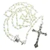 5 pièces ensemble mini blanc 64mm verre ovale perle chapelet catholique rosario mignon perle chapelet collier calice center1043330