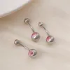 20pcs / Lot Seksi Çift Zirkon Topu Navel Tırnak Titanyum Paslanmaz Çelik Göbek Düğme Yüzük Vücut Kavisli Yapay elmas Piercing Takı