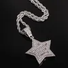 Fashion personnalisée Bling Diamond Pentagram CZ Cumbic Zirconia Mens Collier Womels Gold Silver Hip Hop Rappeur Bijoux Rivières pour hommes Collier