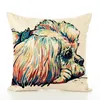 Geschilderd kussensloop Hond zitting kussenhoes Vierkante kussensloop aquarel linnen sierk kussensloop voor autostoel kantoor sofa home decoraties