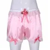 YiZYiF Boxers Men Sissy satin panties wear Lingerie Shiny Soft Satin Floral Lace Rose Flower Bowknots Loose Boxer Shorts Panties