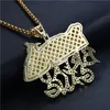 Collana con pendente GANG PANE placcato oro argento ghiacciato Micro zircone fascino uomo gioielli hip hop bling regalo285t