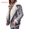 Wholesale-Winter Suede Leather Jacket Women Lambswool Warm Coats Female Long Sleeve Thick Lamb Wool Motorcycle Jacket Overcoat