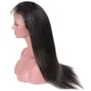 Peluca Frontal de encaje de cabello humano sin procesar de Malasia, Color Natural, sedoso, recto, banda ajustable, pelucas Frontales de encaje de 8-26 pulgadas