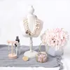 [DDisplay]Lace Fabric Female Model White Jewelry Display Stand Graceful Necklace Standing Showcase Retro Style Beauty Pendant Display Holder