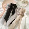 Scrunchies per capelli tinta unita vintage Fiocco Accessori donna Fasce per capelli Cravatte Scrunchie Supporto per coda di cavallo Corda di gomma Decorazione Grande fiocco lungo