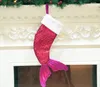 Sequin Mermaid Tail Christmas Stockings Gift Wrap Kids Candy Bag Christmas Tree Ornament Home Party Decor Large Size Xmas Gifts Bag SN2816