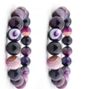Bracelets de pedras preciosas artesanais de pedras naturais elásticas de poça de cura de 14 mm