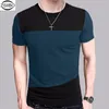 Herbst Koreanische Männer T Shirt Vintage Stil Patchwork Blackgray Oansatz Lange T-shirt Männer Kleidung 2019 Plus Größe
