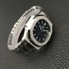 Partihandel 3 Färger Högkvalitativa Mens Klockor Blå Dial Asian 2813 Rörelse 5711 Mekanisk Transparenta Automatiska Armbandsur 40mm