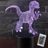 Remote Touch Control 3D LED Night Light Serie di dinosauri 30 modelli Cambia LED Lampada da tavolo da tavolo Regalo di Natale per bambini Base posteriore per decorazione della casa