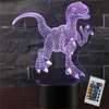 リモートタッチコントロール3D LEDナイトライト恐竜シリーズ30パターン変更LEDテーブルデスクランプキッズクリスマスギフトホームデコレーションバックベース