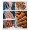 Conjunto de anéis de junta de ouro vintage para mulheres anel geométrico redondo trançado anel de dedo feminino moda joias novo atacado