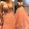 Utsökt Lace Evening Dresses Spaghetti Tulle Orange 2019 Formell Pagant Party Dress Plus Size African Prom Juniors kappor Vestido de noche