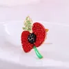 Spilla Royal British Legion Spilla con fiore di papavero Forniture per feste festive UK Remembrance Day Spilla da petto in cristallo con diamanti rossi