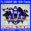+ Tank dla Suzuki Srad TL1000R 1998 1999 2000 2001 2002 2003 304HM.65 Wszystkie ciemnoniebieskie gorące TL 1000R TL1000 R TL 1000 R 98 99 00 01 02 03 Owalnia