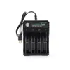 18650 Batteriladdare 4 Bay Smart Universal Four Slot USB Snabb Laddare för uppladdningsbara Li-ion Batterier 10440 14500 16340 16650 14650 18350 18500