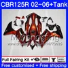 Body + Tank för Honda CBR-125R CBR125R 2002 2003 2004 2005 2006 272HM.35 CBR 125cc 125 R 125R CBR125RR 02 03 04 05 06 Mörk Orange Fairings