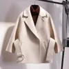 2019 abbigliamento caldo per donna inverno autunno cappotto corto di lana giacca con cintura soprabito elegante cappotti in misto lana1