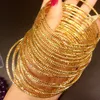 10 Pieces En gros Bangle Thin unopen 18k or jaune rempli de style classique Femmes Bracelet cadeau