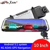 WHEXUNE 4G 10 IPS Android 5 1 Câmera DVR para carro ADAS espelho Dash cam Gravador de vídeo Full HD Espelho retrovisor WiFi GPS registrador228S