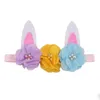 2020 Easter Flowers Baby Headbands Girls Rabbit ears Hairbands children bunny ears Headband Cute kids Hair Accessories 6 styles