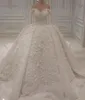 Luxuriöse Ballkleid-Hochzeitskleider mit glitzernden Pailletten, Perlen, 3D-Blumenapplikationen, schulterfrei, böhmisches Hochzeitskleid, Brautkleider in Übergröße