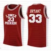 Mens 33 Bryant Lower Merion NCAA Basketbal Jersey College Jerseys Sizle S-XXL Rood Wit