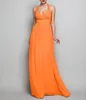 Sexy V-neck Formal Evening Dresses Floor Length Crisscross Back Modest Chiffon Bridesmaid Prom Gowns with Beading