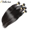 シルキーストレートブラジルのバージンヘアバンドル人間の髪の毛延長12-30インチの髪の緯糸4本/ロットナチュラルカラーBellahair