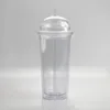 Acrylique Tumbler 20 oz isolé à double paroi boisson en plastique Gobelets clair bouteille d'eau avec couvercle Dôme Pailles