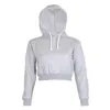 Sonbahar Kadın Katı mahsul Hoodie Uzun Kollu Jumper Kapşonlu Kazak Palto Sıradan Sweatshirt Top Sudaderas Mujer