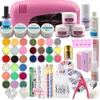 Kits acrylique UV Gel ongles ensemble 9W UV lampe manucure outils Nail Art décoration acrylique paillettes poudre brosse Gel ensemble Kit d'extension